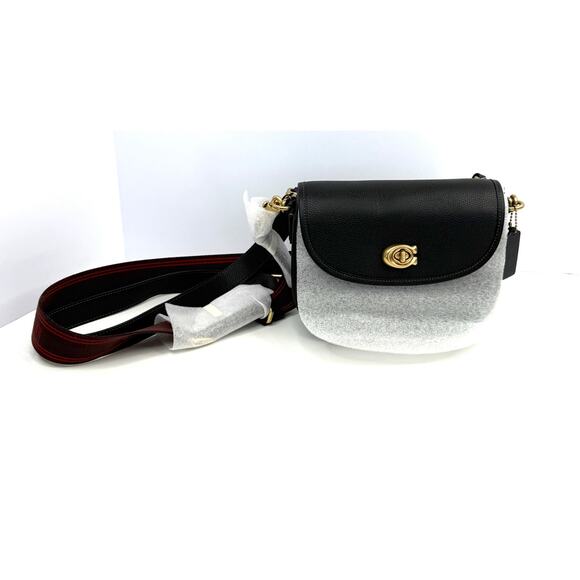 Coach Willow Leather Crossbody Saddle bag Black New with Bag - Picture 1 of 12